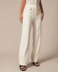 The White High Waisted Button Straight Pants -Deals Dress N Swimwear Store the high waisted pocket straight pants bottoms 9jkye6 871796