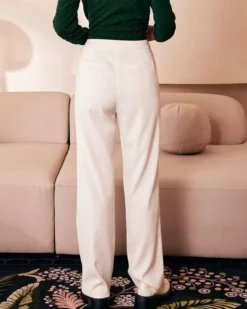 The White High Waisted Button Straight Pants -Deals Dress N Swimwear Store the high waisted pocket straight pants bottoms einete 413136