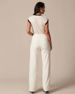 The White High Waisted Button Straight Pants -Deals Dress N Swimwear Store the high waisted pocket straight pants bottoms ibedgu 586036