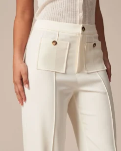 The White High Waisted Button Straight Pants -Deals Dress N Swimwear Store the high waisted pocket straight pants bottoms xofl6k 234575