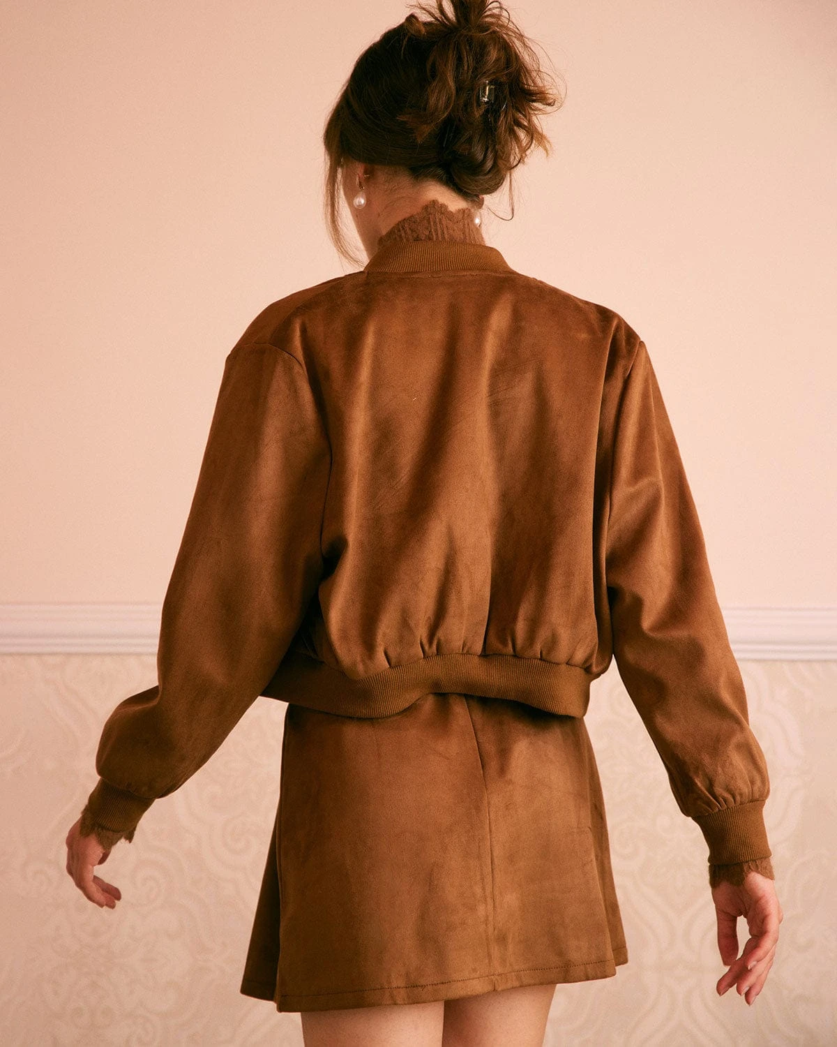 The Brown High Waisted Suede Mini Skirt 6 The Brown High Waisted Suede Mini Skirt - Image 6