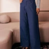 The Blue High Waisted Wide Leg Faux Jeans