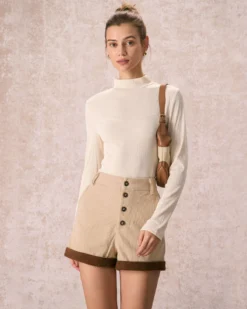 The Khaki High Waisted Button Corduroy Shorts 8 The Khaki High Waisted Button Corduroy Shorts -Deals Dress N Swimwear Store the khaki high waisted corduroy shorts bottoms c44rrq