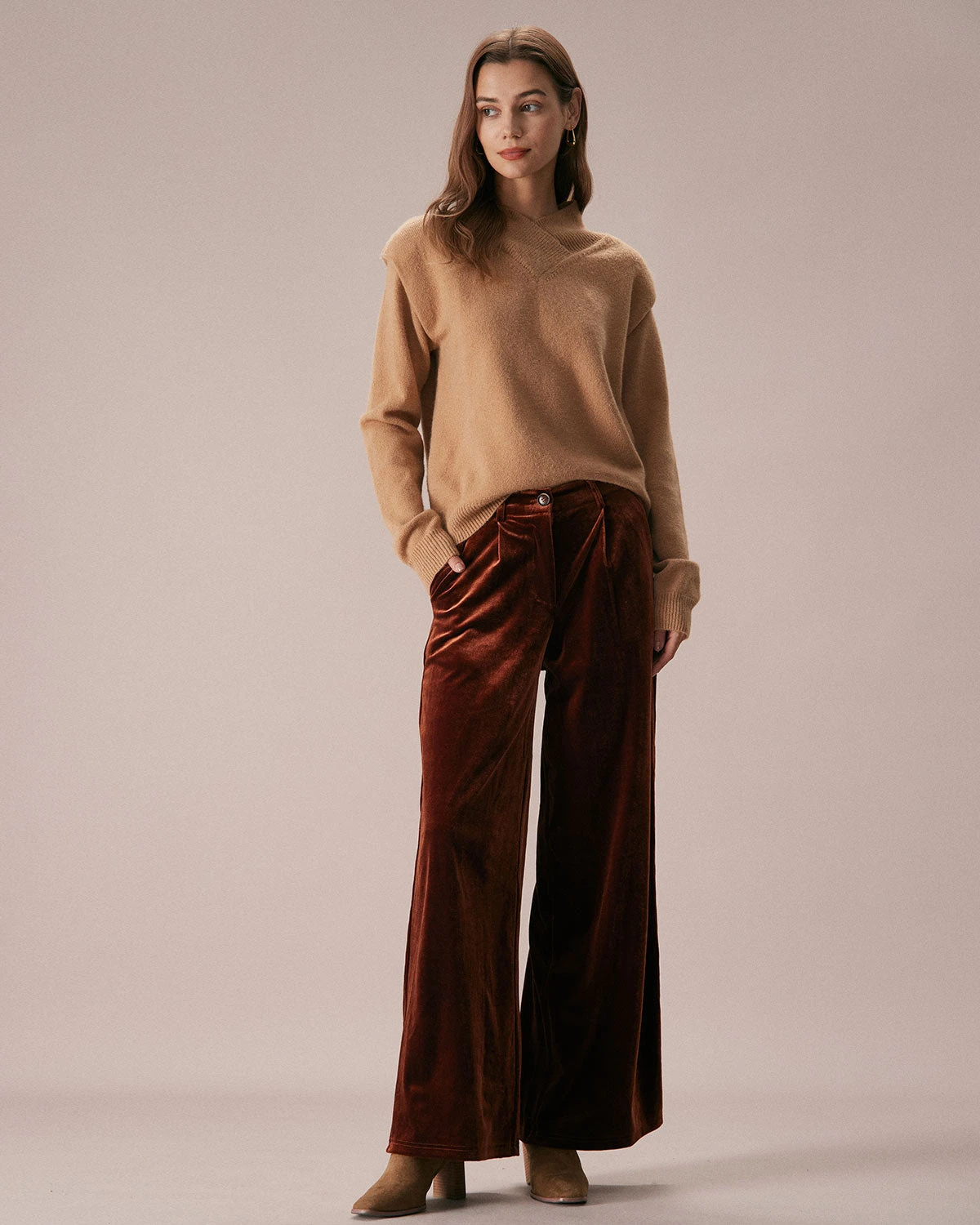 The Khaki V Neck Overlapping Ribbed Sweater 3 The Khaki V Neck Overlapping Ribbed Sweater - Image 3