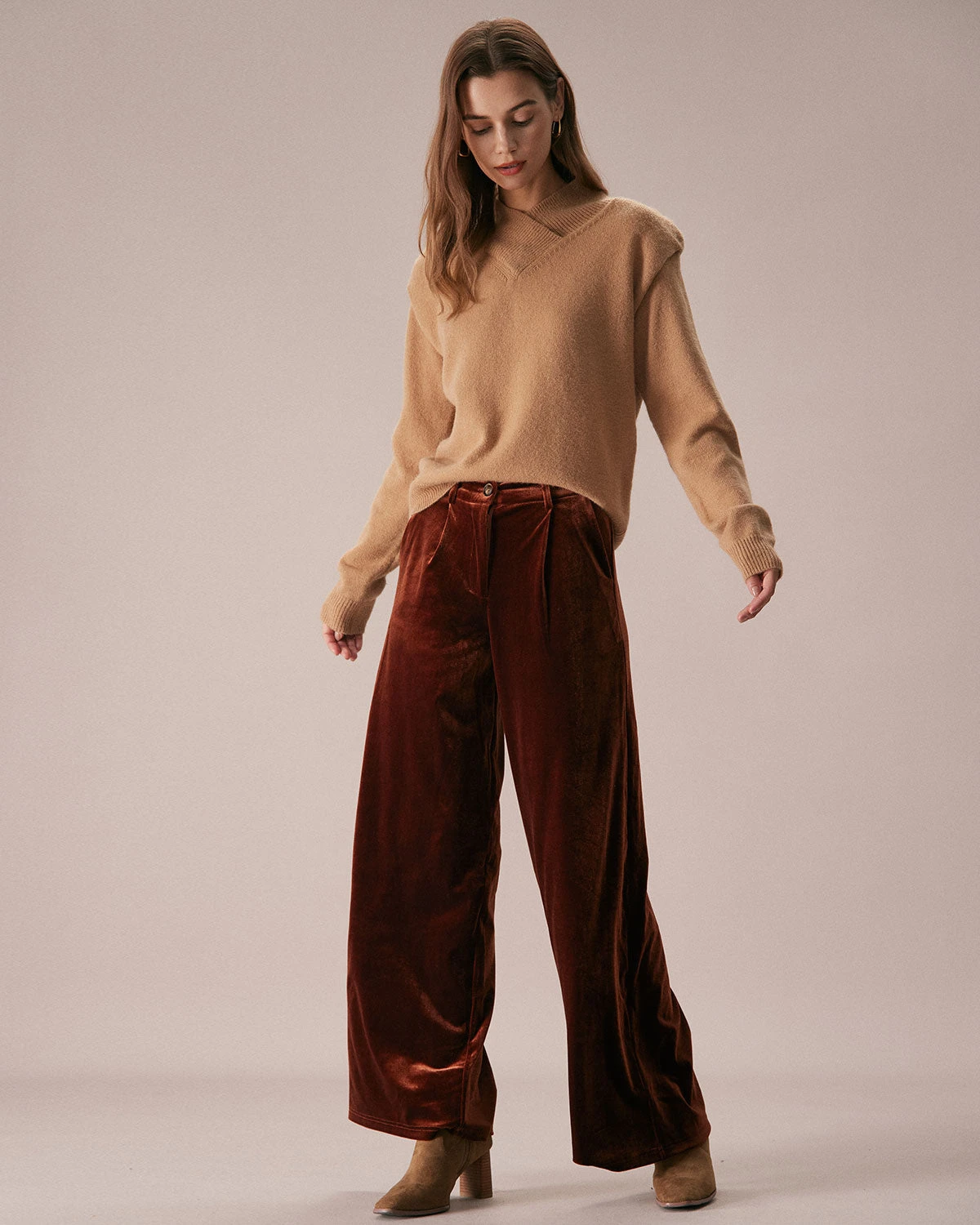 The Khaki V Neck Overlapping Ribbed Sweater 4 The Khaki V Neck Overlapping Ribbed Sweater - Image 4