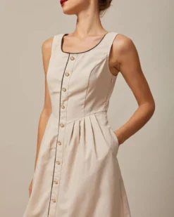 The Khaki Round Neck A-Line Midi Dress -Deals Dress N Swimwear Store the khaki round neck a line midi dress dresses bs5pjh 544686