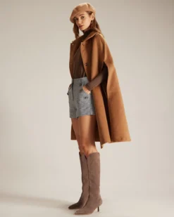 The Khaki Lapel Neck Single Breasted Cape -Deals Dress N Swimwear Store the khaki single breasted cape outerwear zlgh1k