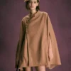 The Khaki Stand Collared Button Up Cape
