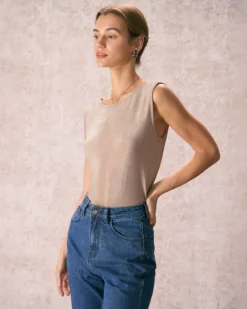 The Khaki Round Neck V-Back Tank Top -Deals Dress N Swimwear Store the khaki v back tank top tops 5vz2li