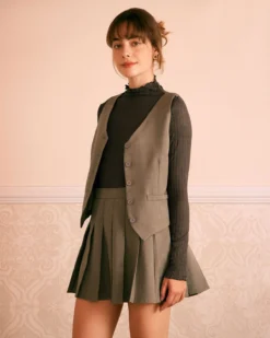 The Khaki V Neck Sleeveless Button Vest -Deals Dress N Swimwear Store the khaki v neck solid vest tops gaosnp