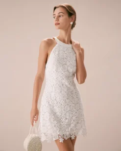 The White Halter Lace Sheath Mini Dress -Deals Dress N Swimwear Store the lace halter mini dress dresses uifcsl