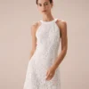 The White Halter Lace Sheath Mini Dress