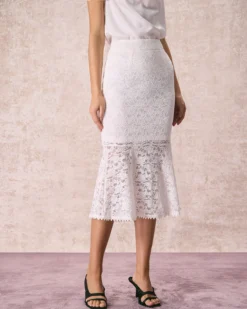 The Solid High Waisted Lace Fishtail Skirt -Deals Dress N Swimwear Store the lace mermaid hem skirt bottoms pbgsyv