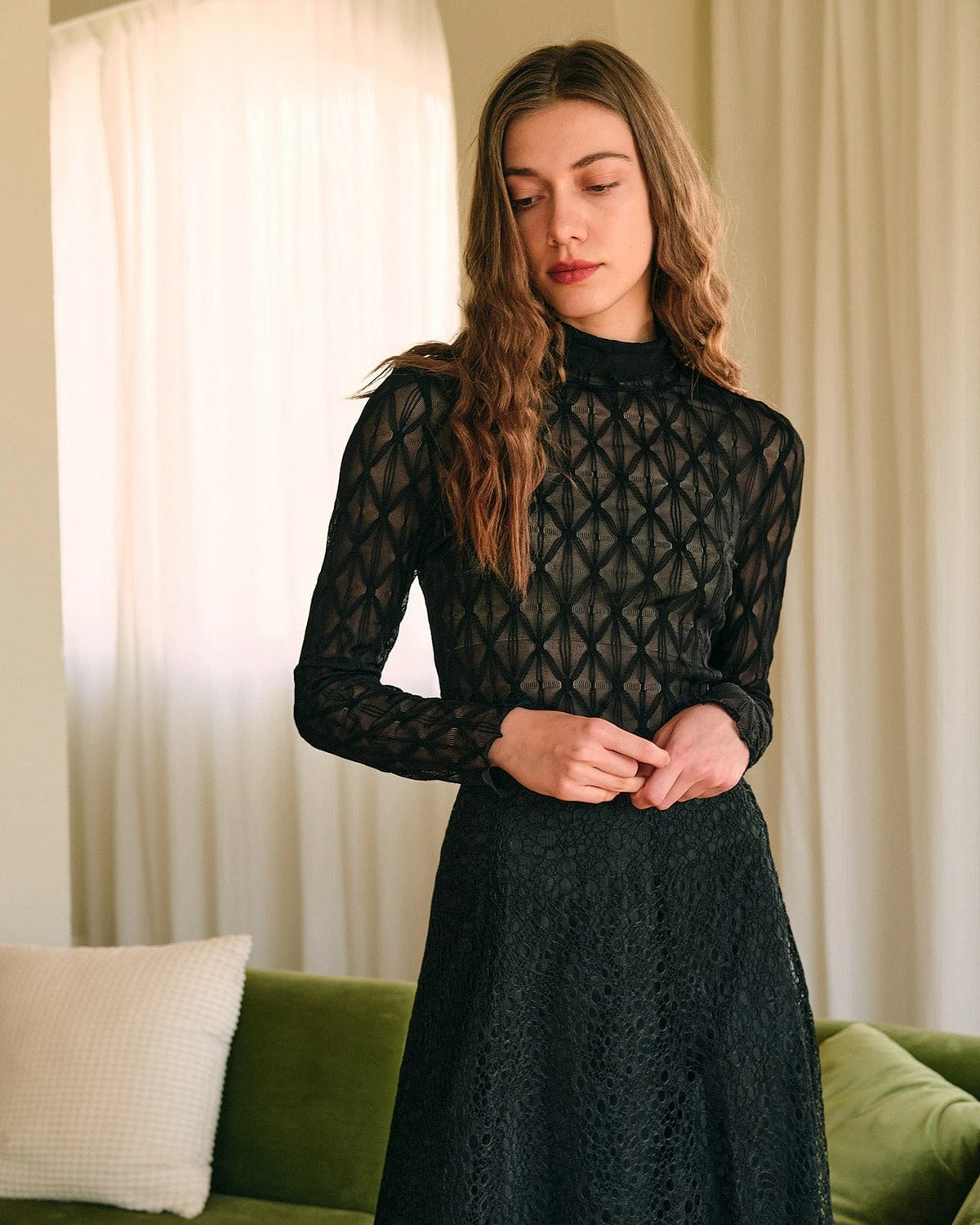 The Solid Sheer Mesh Long Sleeve Tee 1 The Solid Sheer Mesh Long Sleeve Tee