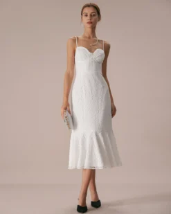 The White Lace Ruffle Slip Mermaid Midi Dress -Deals Dress N Swimwear Store the lace slip mermaid dress dresses xkwghn
