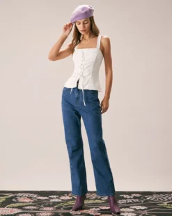 The White Square Neck Lace Up Tank Top -Deals Dress N Swimwear Store the lace up front tank top tops muil8n