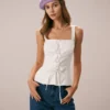 The White Square Neck Lace Up Tank Top