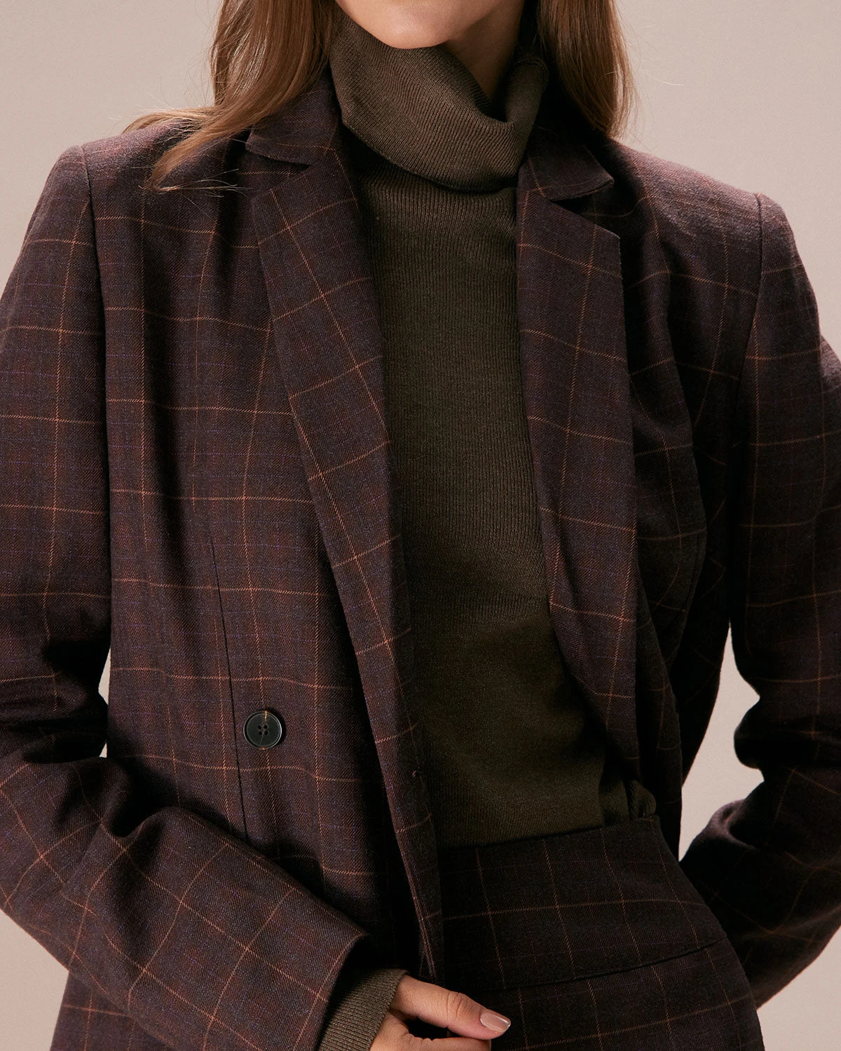 The Coffee Lapel Double Breasted Plaid Blazer 5 The Coffee Lapel Double Breasted Plaid Blazer - Image 5