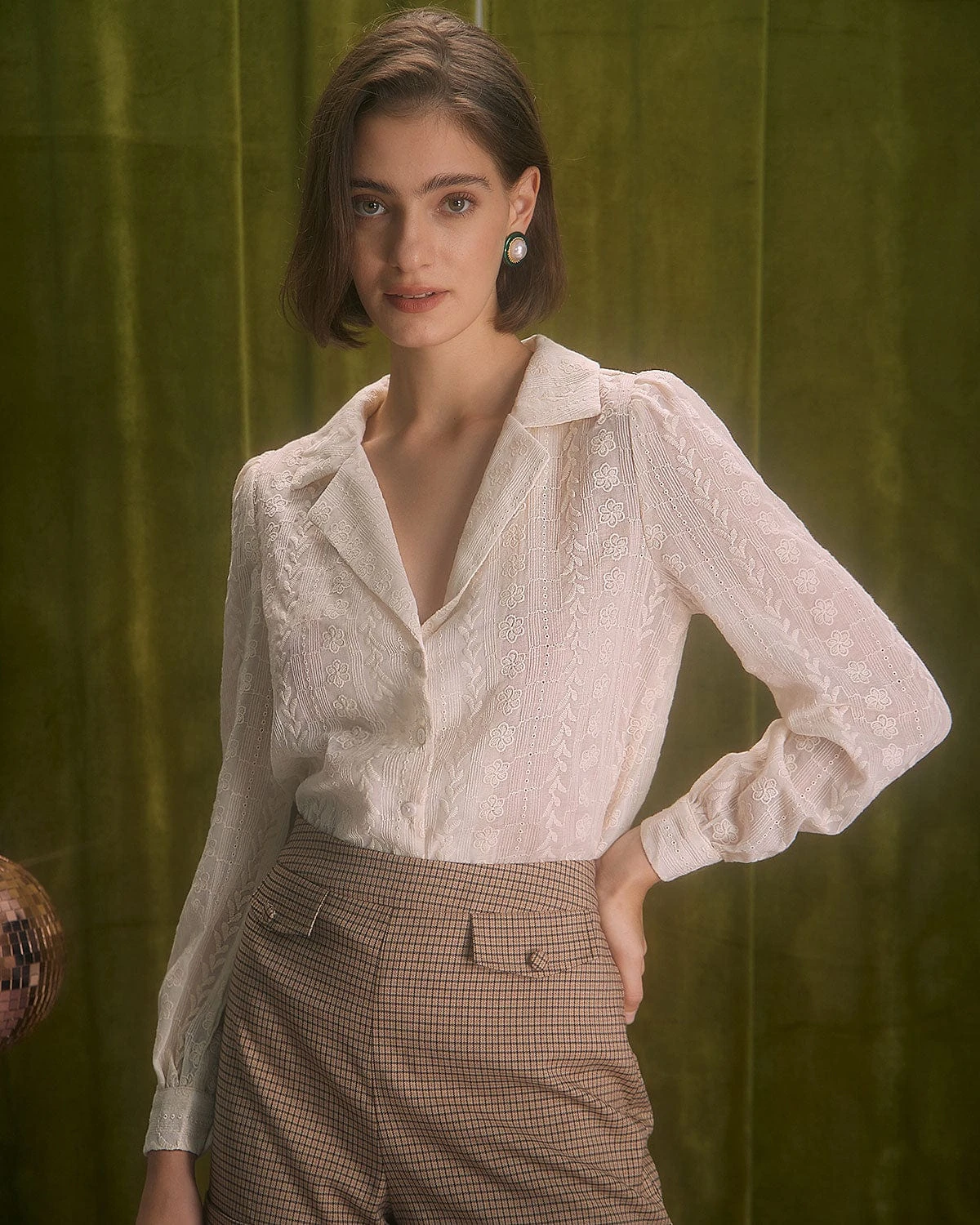 The Apricot Lapel Floral Embroidery Blouse 1 The Apricot Lapel Floral Embroidery Blouse