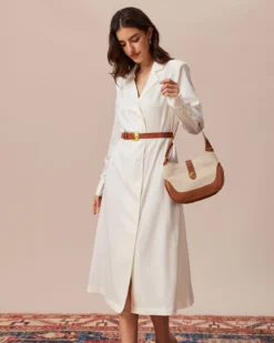 The Beige Lapel Long Sleeve Shirt Midi Dress 8 The Beige Lapel Long Sleeve Shirt Midi Dress -Deals Dress N Swimwear Store the lapel long sleeve button dress dresses 02d0nx 864156