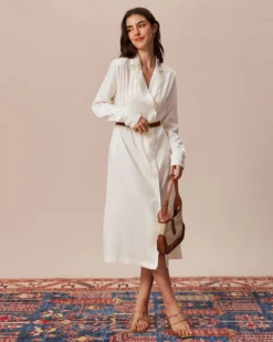 The Beige Lapel Long Sleeve Shirt Midi Dress 10 The Beige Lapel Long Sleeve Shirt Midi Dress -Deals Dress N Swimwear Store the lapel long sleeve button dress dresses lbeg2q 993155
