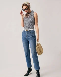 The Collared Button Up Sleeveless Plaid Vest 10 The Collared Button Up Sleeveless Plaid Vest -Deals Dress N Swimwear Store the lapel neck plaid vest tops kapp9w 140533