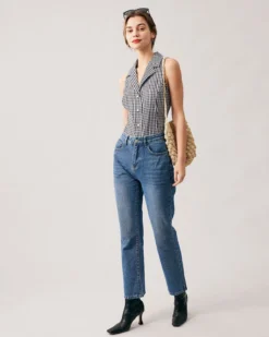 The Collared Button Up Sleeveless Plaid Vest 11 The Collared Button Up Sleeveless Plaid Vest -Deals Dress N Swimwear Store the lapel neck plaid vest tops kd7yj5 437772