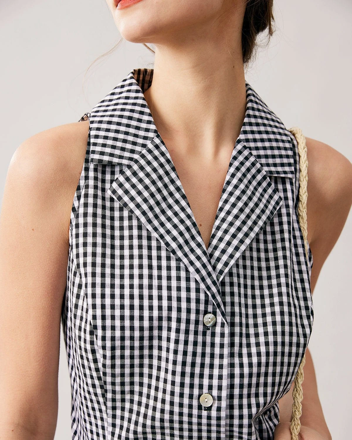 The Collared Button Up Sleeveless Plaid Vest 2 The Collared Button Up Sleeveless Plaid Vest - Image 2