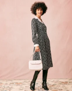 The Collared Patchwork Long Sleeve Midi Dress -Deals Dress N Swimwear Store the lapel patchwork midi dress dresses c16ayl 789069