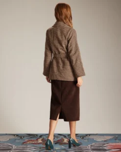 The Khaki Lapel Plaid Lace Up Belted Coat 11 The Khaki Lapel Plaid Lace Up Belted Coat -Deals Dress N Swimwear Store the lapel plaid lace up coat outerwear juxle9