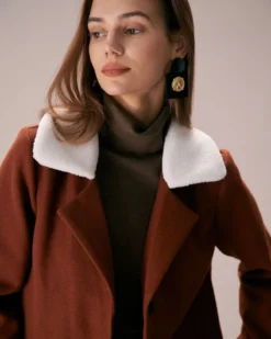 The Brown Lapel Colorblock Suede Jacket -Deals Dress N Swimwear Store the lapel pocket suede jacket outerwear ohwz6n