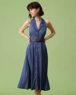 The Blue Lapel Tunic Sleeveless Midi Dress 11 The Blue Lapel Tunic Sleeveless Midi Dress -Deals Dress N Swimwear Store the lapel tunic midi dress dresses wj6fay 556974