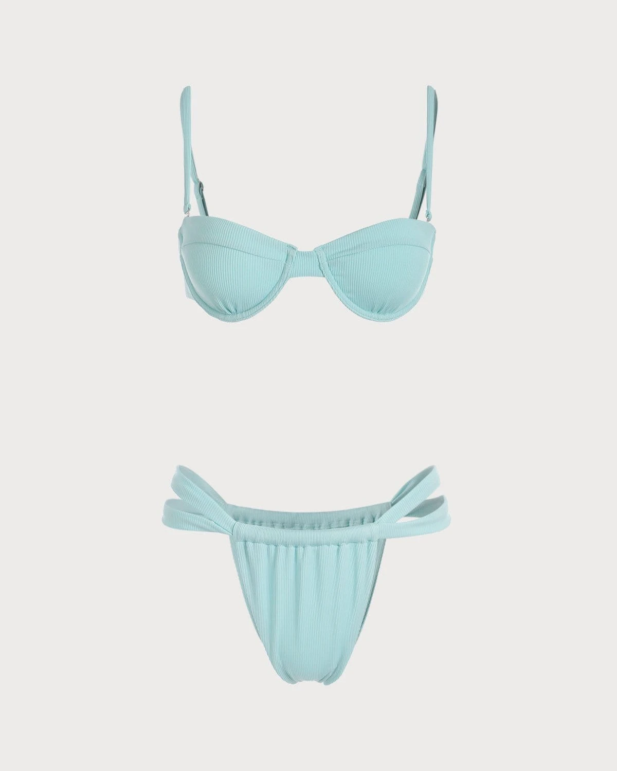 The Light Blue Underwire Ribbed Bikini Set 6 The Light Blue Underwire Ribbed Bikini Set - Image 6