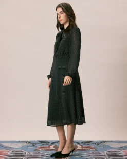 The Black Mock Neck Polka Dot Midi Dress 8 The Black Mock Neck Polka Dot Midi Dress -Deals Dress N Swimwear Store the long sleeve sheer polka dot dress dresses byds2a 759928
