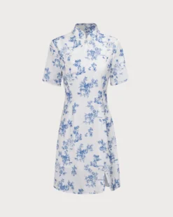 The Blue Mandarin Collar Floral Cheongsam 13 The Blue Mandarin Collar Floral Cheongsam -Deals Dress N Swimwear Store the mandarin collar blue floral cheongsam print dresses cbjmp4