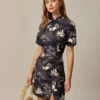 The Black Mandarin Collar Floral Cheongsam
