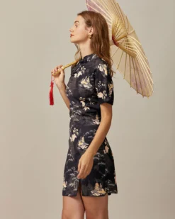 The Black Mandarin Collar Floral Cheongsam 12 The Black Mandarin Collar Floral Cheongsam -Deals Dress N Swimwear Store the mandarin collar floral cheongsam dresses nym9nm