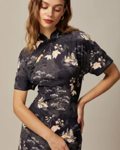 The Black Mandarin Collar Floral Cheongsam 10 The Black Mandarin Collar Floral Cheongsam -Deals Dress N Swimwear Store the mandarin collar floral cheongsam dresses xtorlc