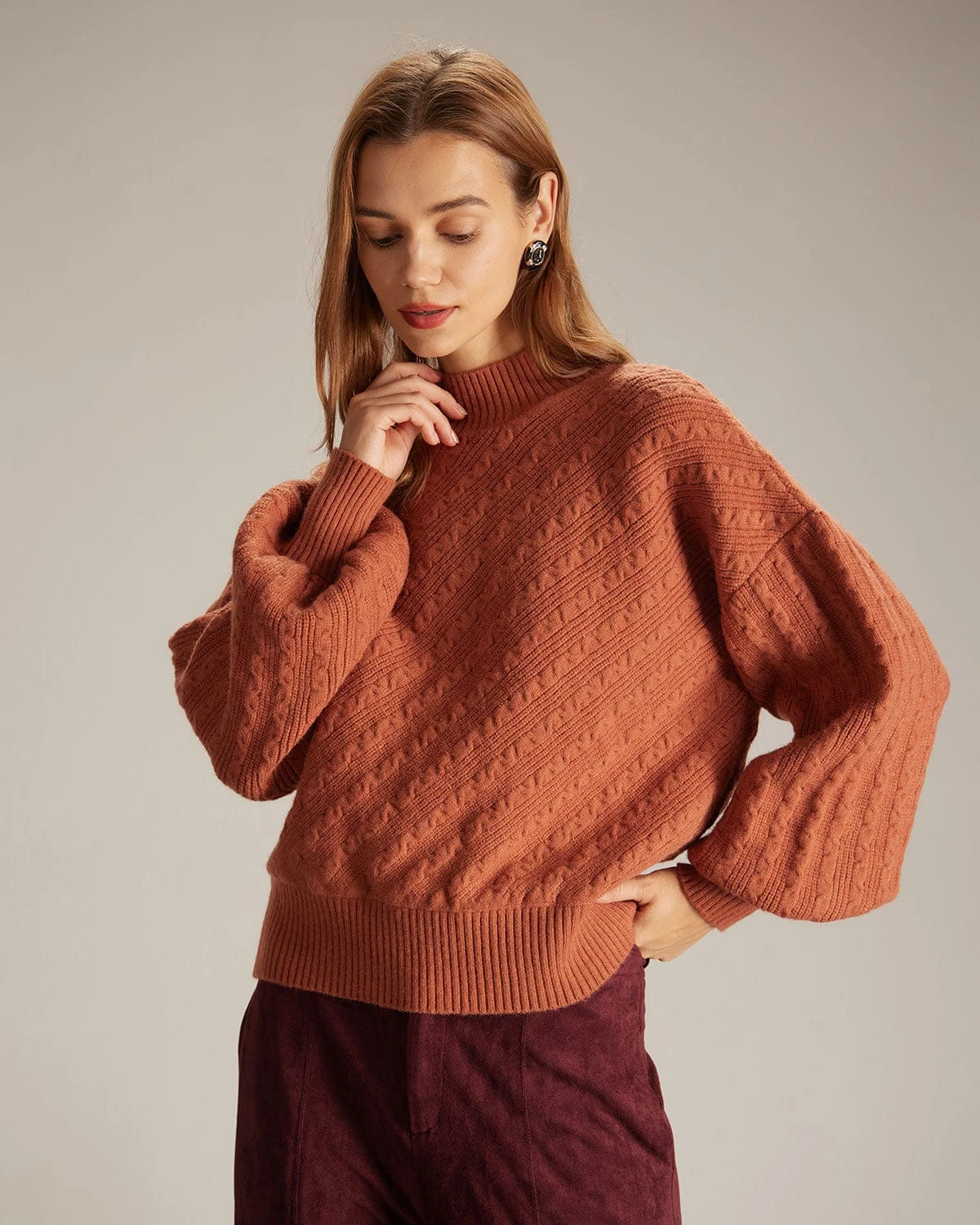 The Orange Mock Neck Drop Shoulder Sweater 4 The Orange Mock Neck Drop Shoulder Sweater - Image 4