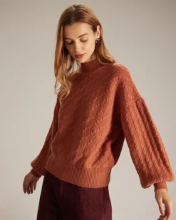 The Orange Mock Neck Drop Shoulder Sweater 8 The Orange Mock Neck Drop Shoulder Sweater -Deals Dress N Swimwear Store the mock neck drop shoulder sweater tops e2qauh