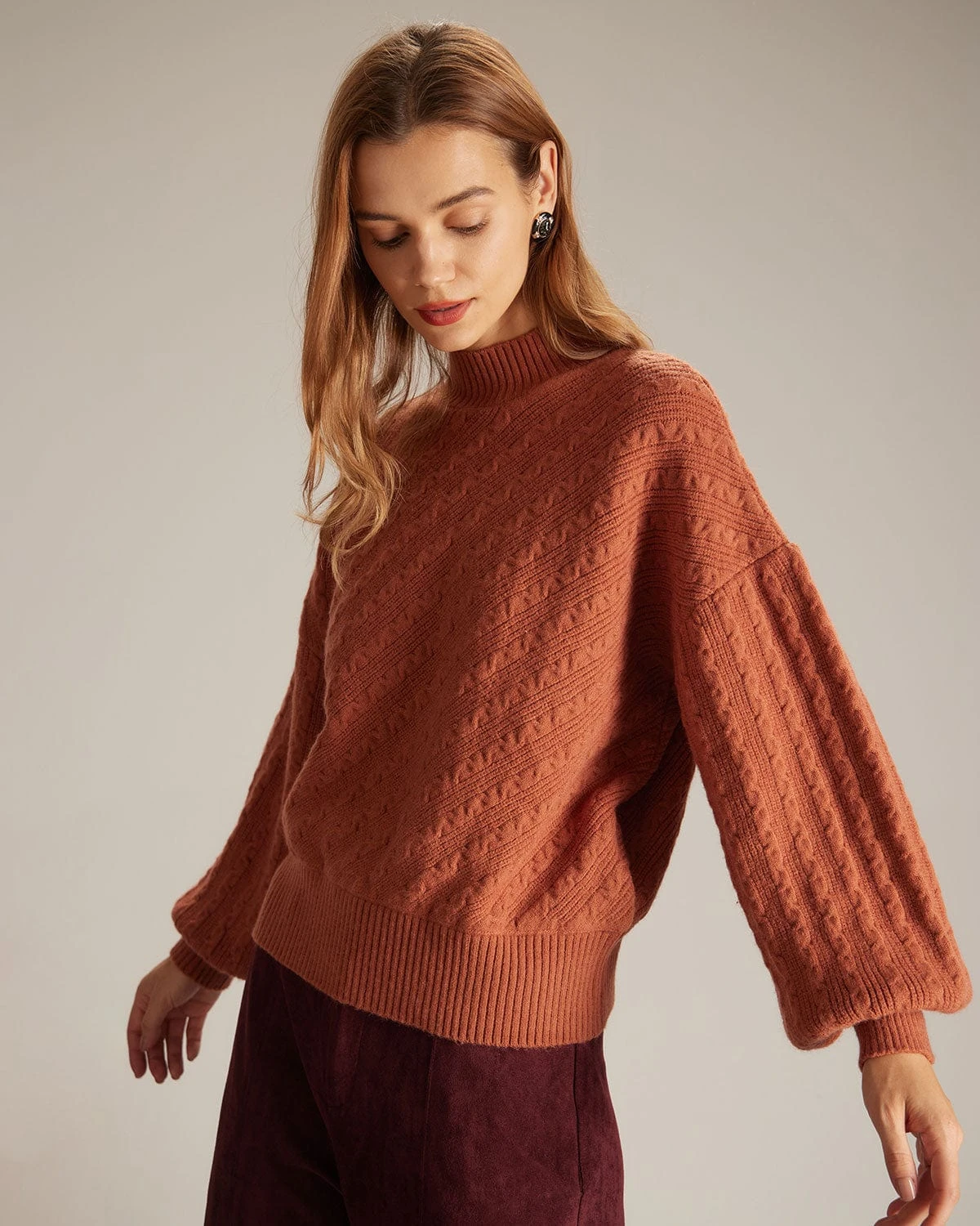 The Orange Mock Neck Drop Shoulder Sweater 3 The Orange Mock Neck Drop Shoulder Sweater - Image 3