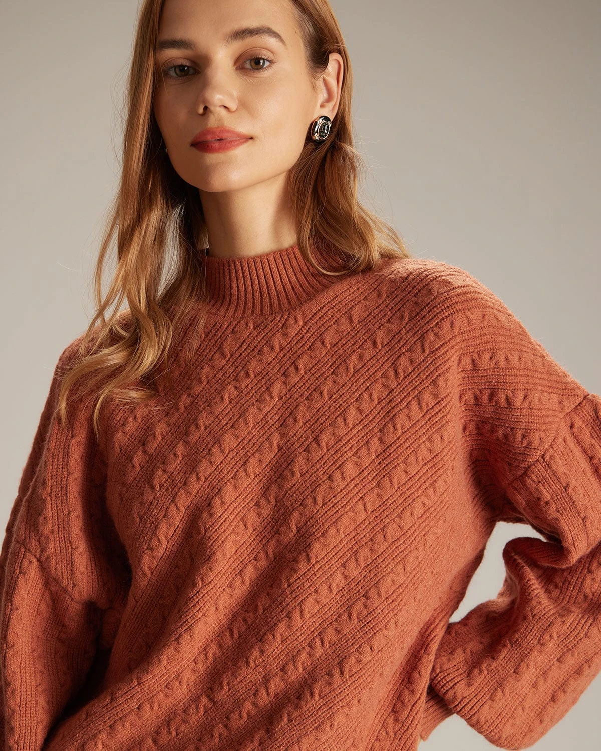 The Orange Mock Neck Drop Shoulder Sweater 2 The Orange Mock Neck Drop Shoulder Sweater - Image 2