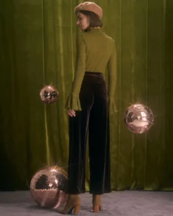 The Green Mock Neck Flare Sleeve Tee -Deals Dress N Swimwear Store the mock neck flare sleeve top tops hyljlt