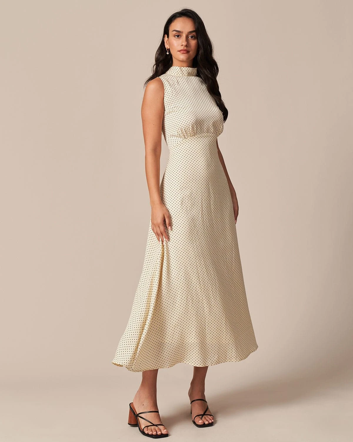 The Apricot Mock Neck Polka Dot Maxi Dress 3 The Apricot Mock Neck Polka Dot Maxi Dress - Image 3