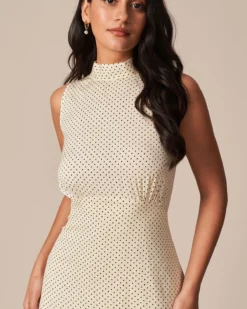 The Apricot Mock Neck Polka Dot Maxi Dress 10 The Apricot Mock Neck Polka Dot Maxi Dress -Deals Dress N Swimwear Store the mock neck polka dot dress dresses mutj1f 421531