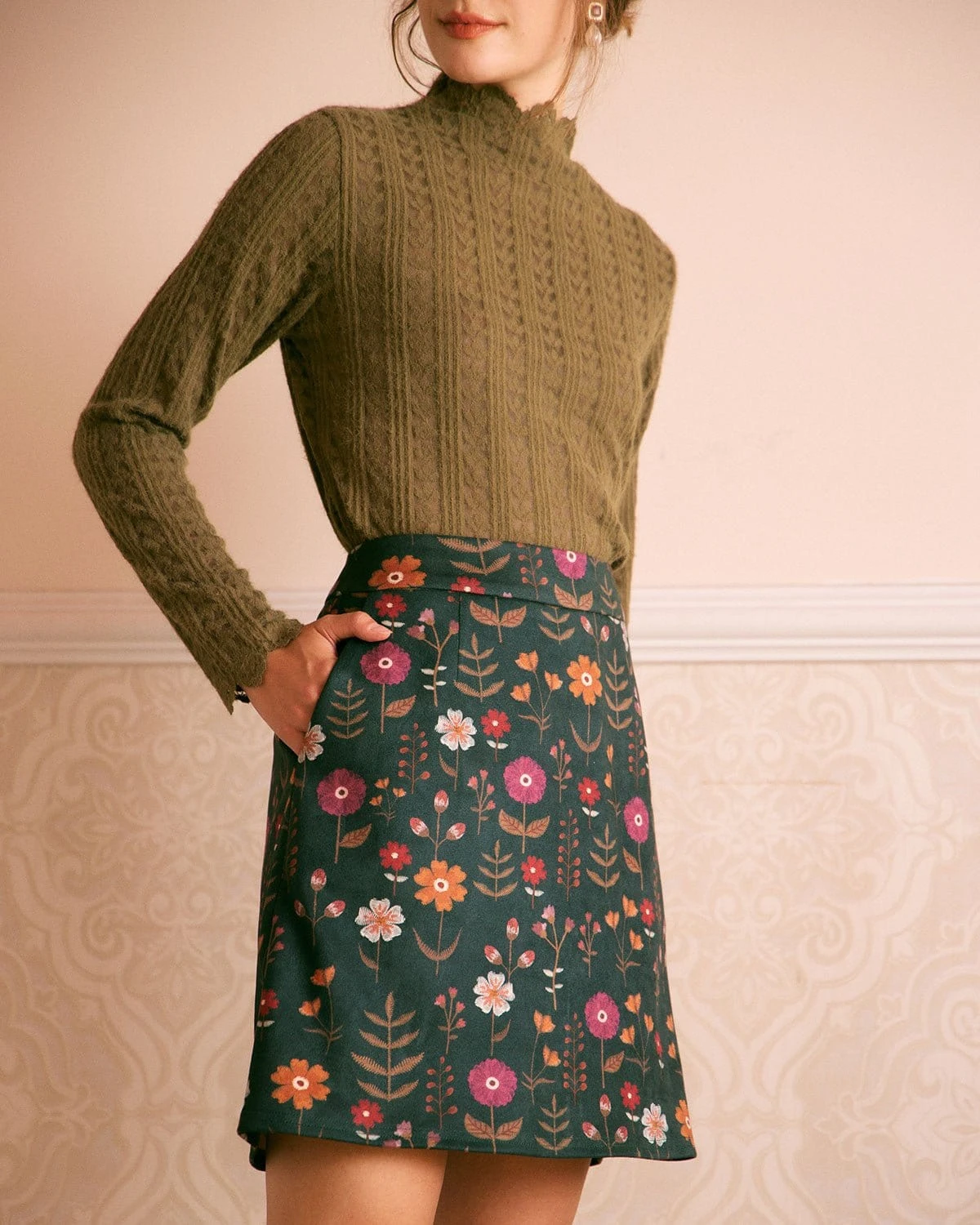 The Army Green Mock Neck Textured Knit Top 4 The Army Green Mock Neck Textured Knit Top - Image 4