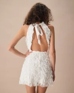 The White Mock Neck Tie-Back Mini Dress -Deals Dress N Swimwear Store the mock neck tie back mini dress dresses 0rrnec