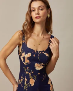 The Navy Sweetheart Neck Floral Maxi Dress -Deals Dress N Swimwear Store the navy floral backless maxi dress dresses 6xowi2 415425
