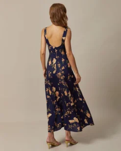 The Navy Sweetheart Neck Floral Maxi Dress -Deals Dress N Swimwear Store the navy floral backless maxi dress dresses p0rm9o 442978