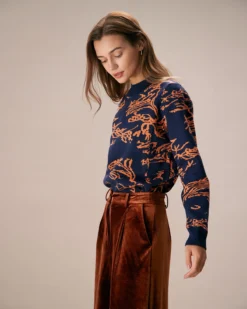 The Navy Mock Neck Abstract Print Sweater 8 The Navy Mock Neck Abstract Print Sweater -Deals Dress N Swimwear Store the navy mock neck abstract print sweater tops ycczrp